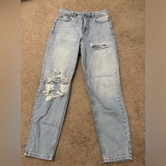 TOPSHOP distressed straight leg loose fit Denim Jeans - Picture 1 of 5